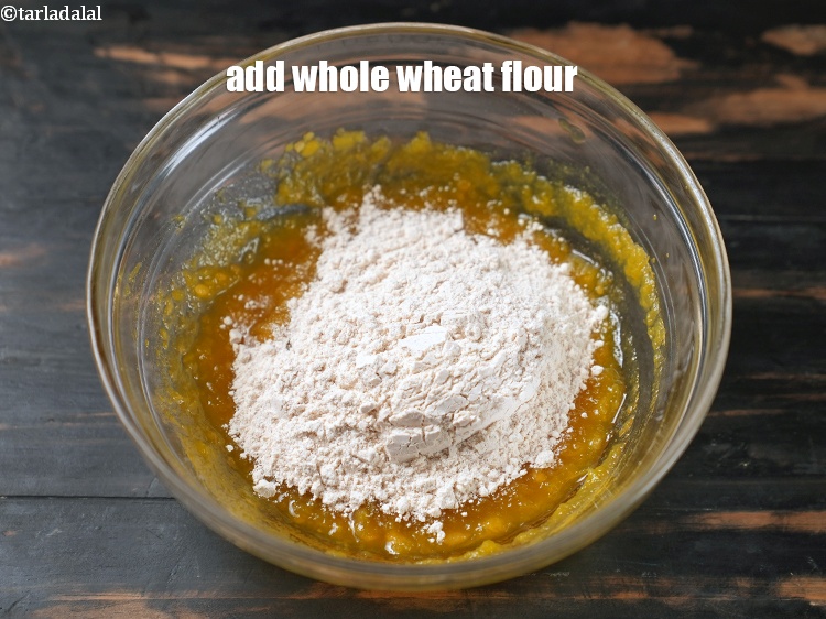 Step 6 – Add 1/2 cup whole wheat flour (gehun ka atta).