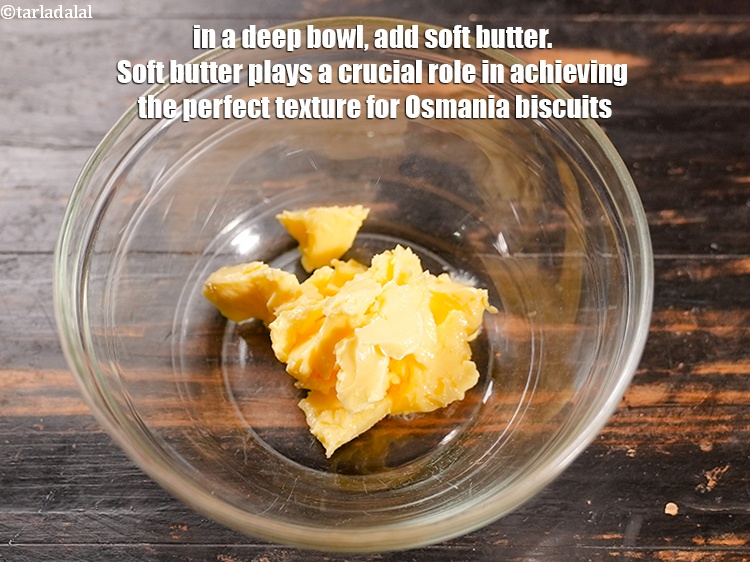 Step 6 – In a deep bowl, add &frac12; cup <a href="https://www.tarladalal.com/glossary-soft-butter-naram-makhan-1942i">soft butter</a>. Soft butter plays a crucial …
