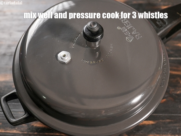 Step 6 – Mix well and pressure cook for 3 whistles.