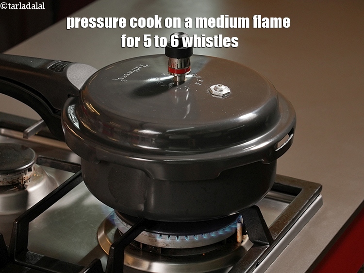 Step 6 – Pressure cook on a medium flame for 5 to 6 whistles.