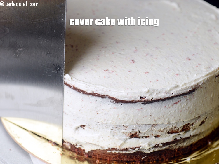 Step 46 – Cover the cake with the icing from all the sides using a palette knife or …
