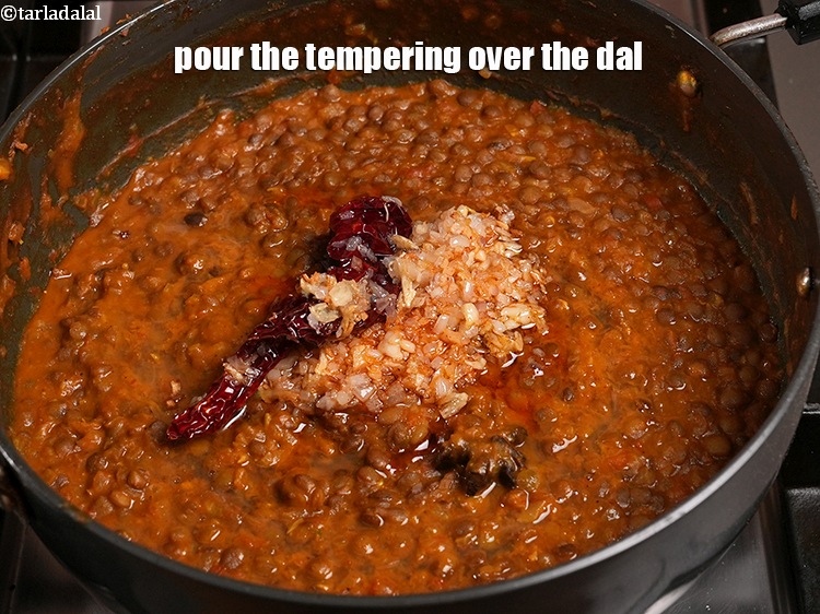 Step 42 – Pour the tempering over the dal.