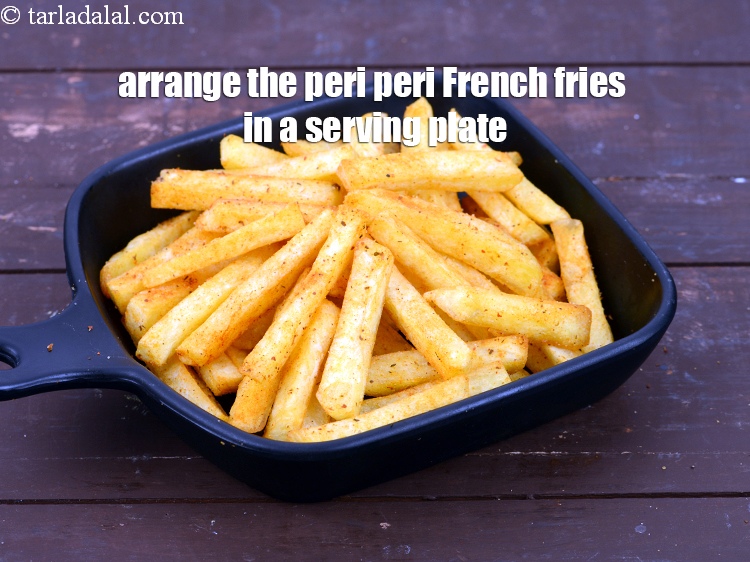 Step 53 – Pour the prepared cheese sauce just before&nbsp;serving to prevent the french fries&nbsp;from becoming soggy.