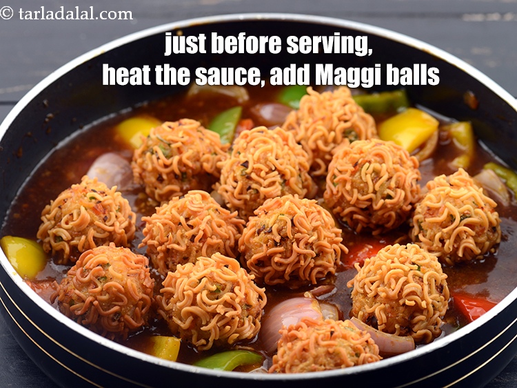 Step 46 – Just before serving, put the maggi balls in the gravy and bring the gravy to …
