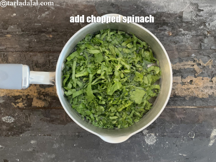 Step 12 – Add the chopped spinach.