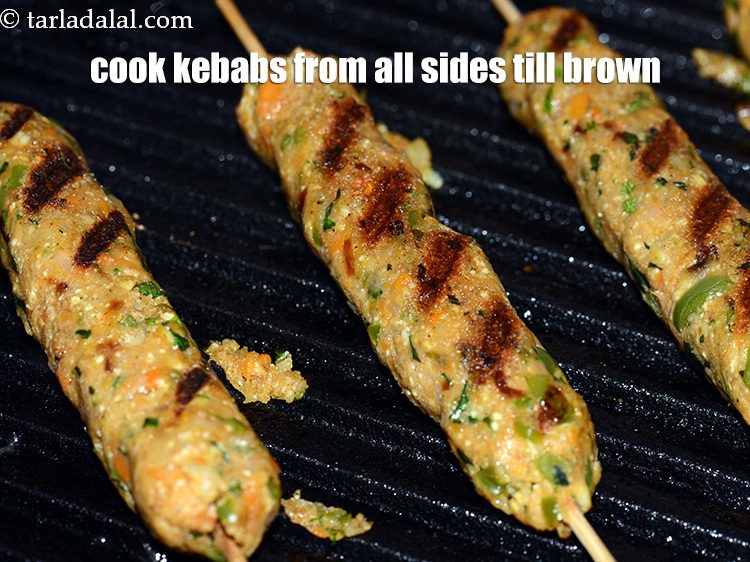 Step 43 – Cook the kebabs while turning form all the side till golden brown.