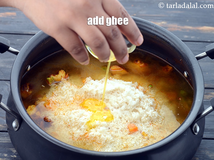Step 44 – Add 1 tsp&nbsp;<a href="https://www.tarladalal.com/glossary-ghee-245i">ghee</a>.&nbsp;