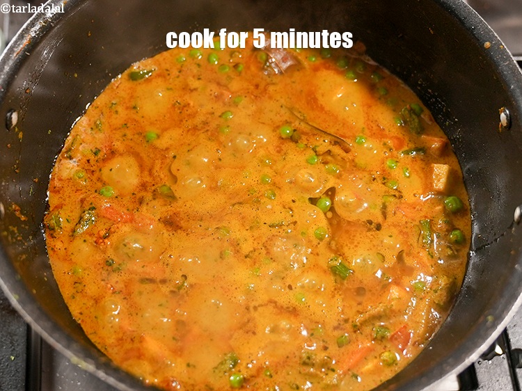 Step 45 – Mix well and cook on medium flame for 5 minutes, while stirring occasionally.