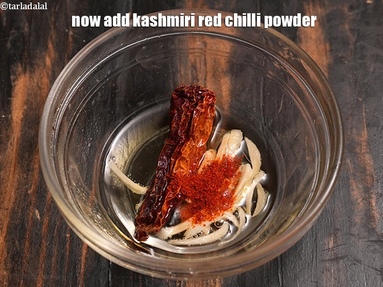 Step 45 – Now add &frac14; tsp <a href="https://www.tarladalal.com/glossary-kashmiri-red-chilli-powder-kashmiri-mirch-powder-2684i">kashmiri red chilli powder</a>.
