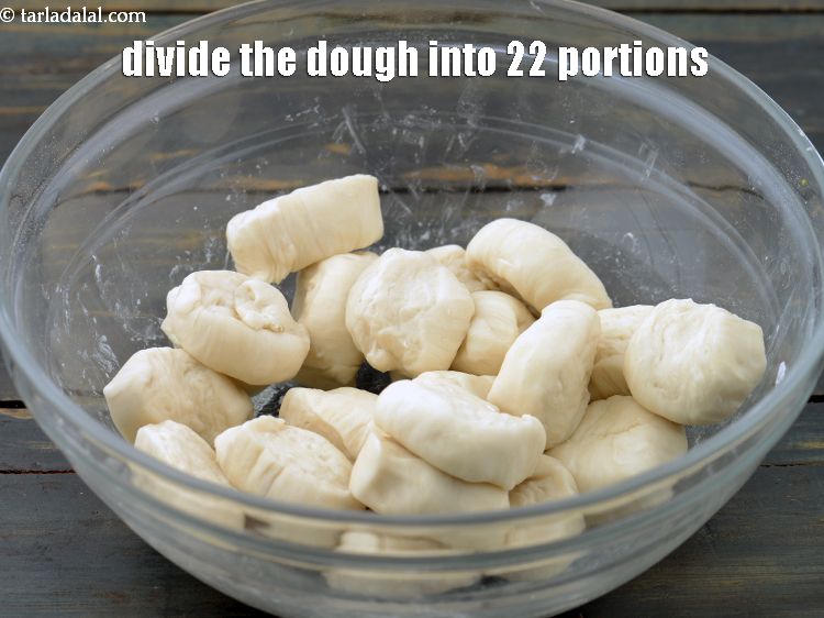 Step 46 – Divide the dough into 22 equal portions.