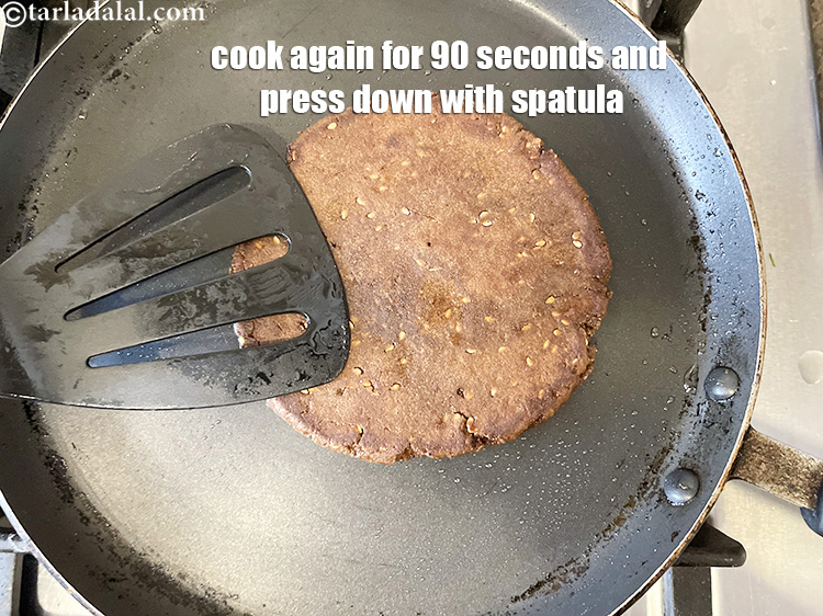 Step 54 – Cook&nbsp;for 90 seconds on a medium flame while pressing down with a spatula. Flip over …