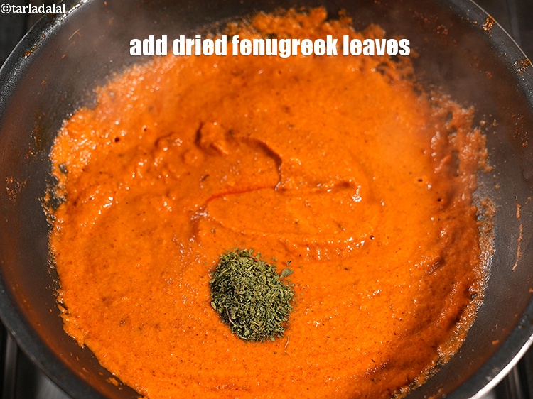 Step 46 – Add &frac12; tbsp <a href="https://www.tarladalal.com/glossary-dried-fenugreek-leaves-kasuri-methi-374i">dried fenugreek leaves (kasuri methi)</a>.