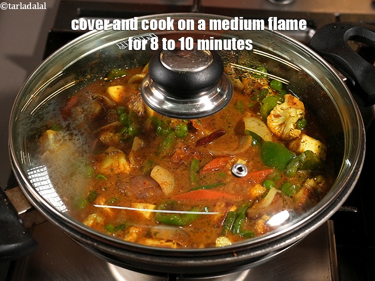 Step 45 – Cover and cook on a medium flame for 8 to 10 minutes.