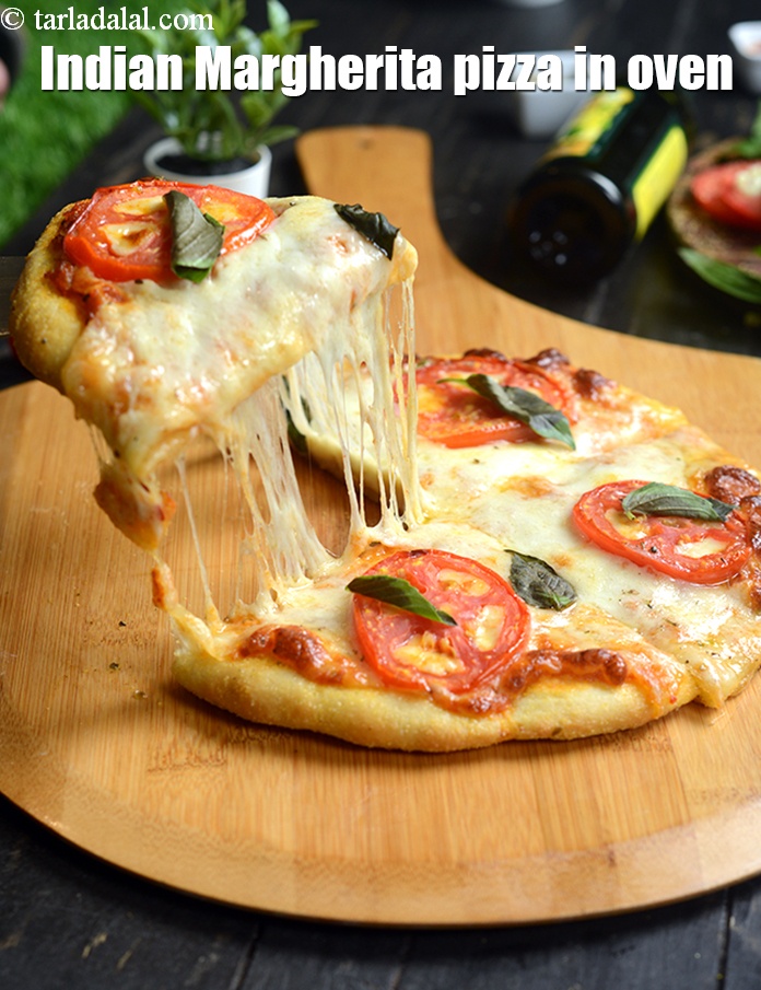 Step 45 – Serve <strong>Margherita pizza 2 ways recipe | Indian Margherita pizza in oven | homemade Margherita …