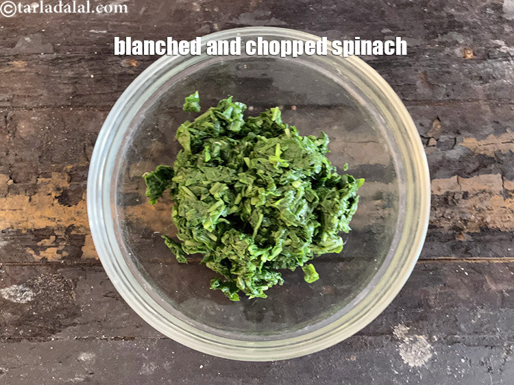 Step 16 – Then further chop the spinach and place in a bowl.