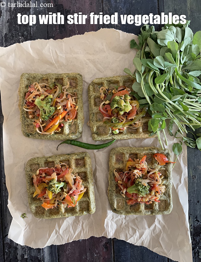 Step 48 – Top it with one portion of the stir-fried vegetables.