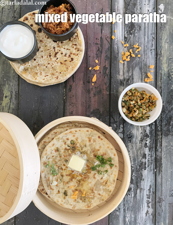 Step 45 – Serve <strong>mixed vegetable paratha &nbsp;| veg paratha | Indian veg paratha |&nbsp;</strong>hot with a bowl …