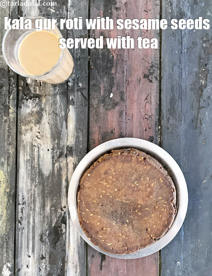 Step 61 – kala gur ki roti is served with tea.