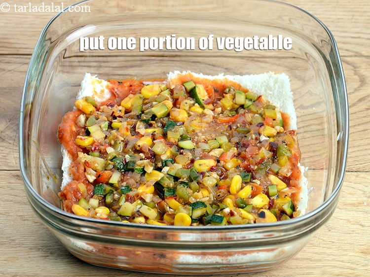 Step 49 – Pour one portion of the vegetable and spread it evenly.