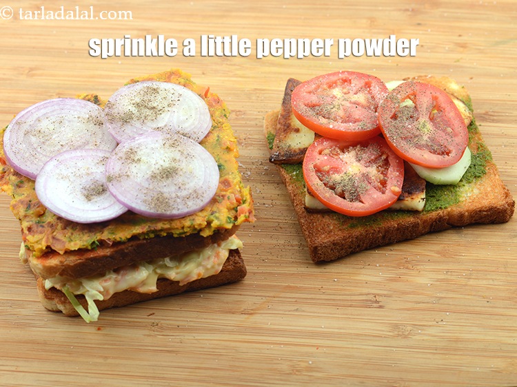 Step 51 – Sprinkle a little&nbsp;<a href="https://www.tarladalal.com/glossary-freshly-ground-black-pepper-kalimirch-powder-kali-mirch-ka-powder-567i">freshly ground black pepper (kalimirch)</a> evenly over it. &nbsp;