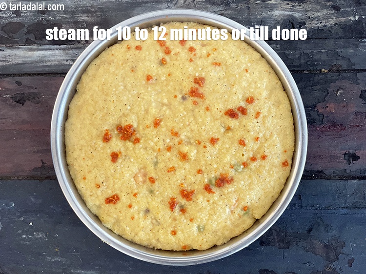 Step 50 – Steam damni dhokla for 10 to 12 minutes.