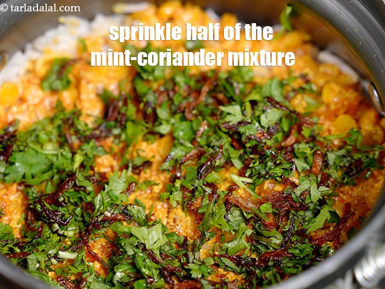 Step 53 – Sprinkle half of the mint-coriander mixture evenly over it.
