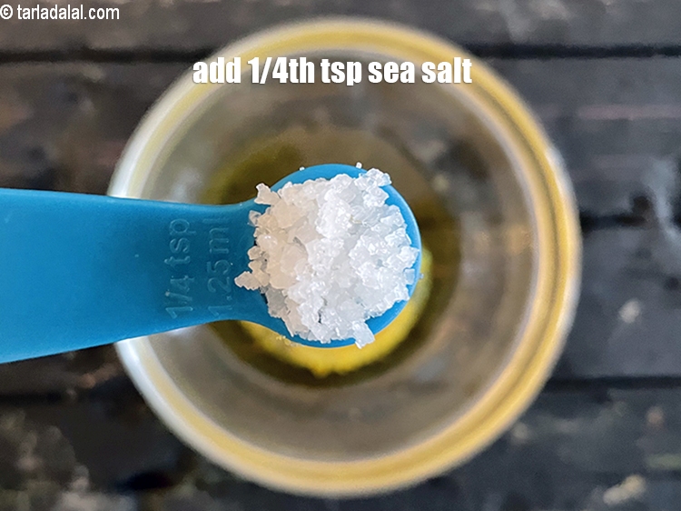 Step 10 – Add 1/4th tsp&nbsp;<meta charset="UTF-8" /><a href="glossary-sea-salt-khada-namak-421i">sea salt (khada namak)</a>.