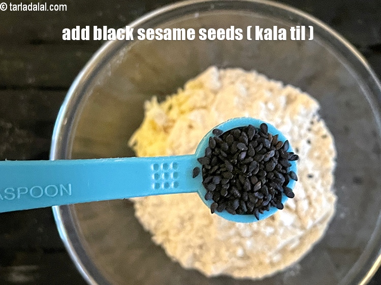 Step 6 – Add&nbsp;<meta charset="UTF-8" />1/2 tsp&nbsp;<a href="glossary-black-sesame-seeds-kala-til-kale-til-862i">black sesame seeds (kala til)</a>.
