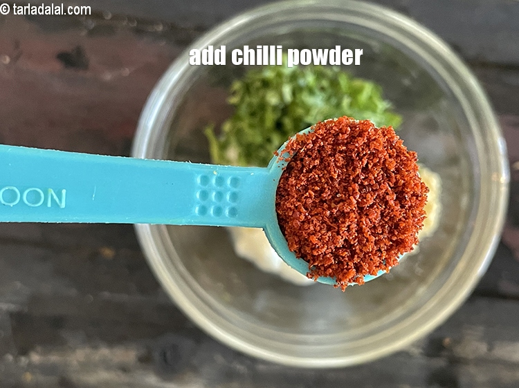 Step 17 – Add&nbsp;<meta charset="UTF-8" />1/2 tsp&nbsp;<a href="glossary-chilli-powder-red-chilli-powder-339i">chilli powder</a>.