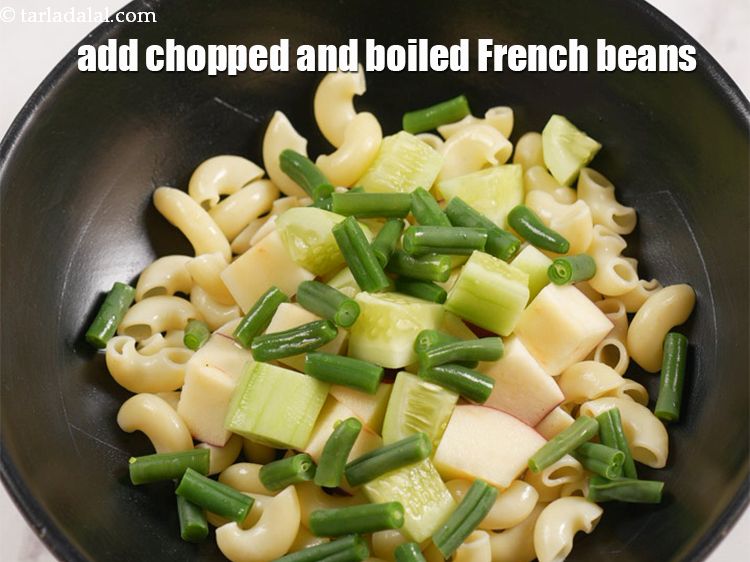 Step 6 – Add 1/4 cup roughly chopped and boiled french beans.
