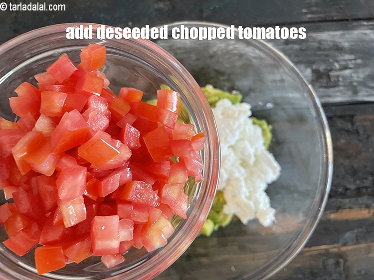 Step 6 – Add&nbsp;<meta charset="UTF-8" />3/4 cup&nbsp;deseeded and&nbsp;<a href="glossary-chopped-tomatoes-779i">chopped tomatoes</a>.
