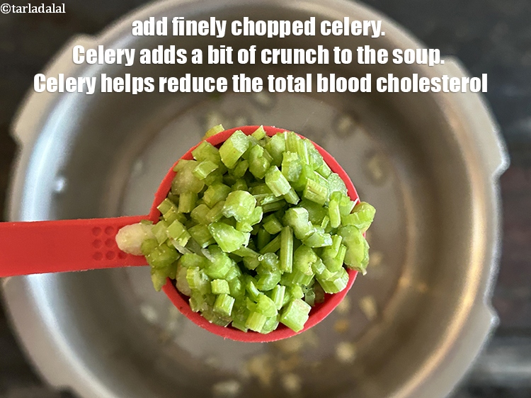 Step 6 – Add&nbsp;<meta charset="UTF-8" />1 tbsp&nbsp;finely&nbsp;<a href="glossary-chopped-celery-799i">chopped celery (ajmoda)</a>.&nbsp;Celery adds a bit of crunch to the soup.&nbsp;<a …