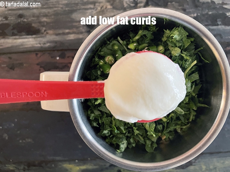 Step 11 – Add&nbsp;2 tbsp&nbsp;<a href="https://tarladalal.com/glossary-low-fat-curds-low-cal-dahi-low-calorie-curd-low-fat-yogurt-1107i">low fat curds (dahi)</a>.