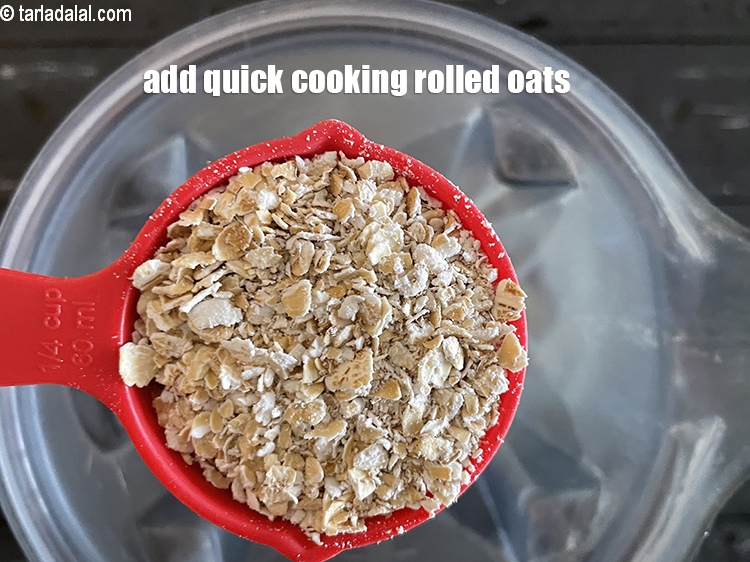 Step 7 – Add&nbsp;<meta charset="UTF-8" />1/4 cup&nbsp;<a href="glossary-quick-cooking-rolled-oats-rolled-oats-547i">quick cooking rolled oats</a>.