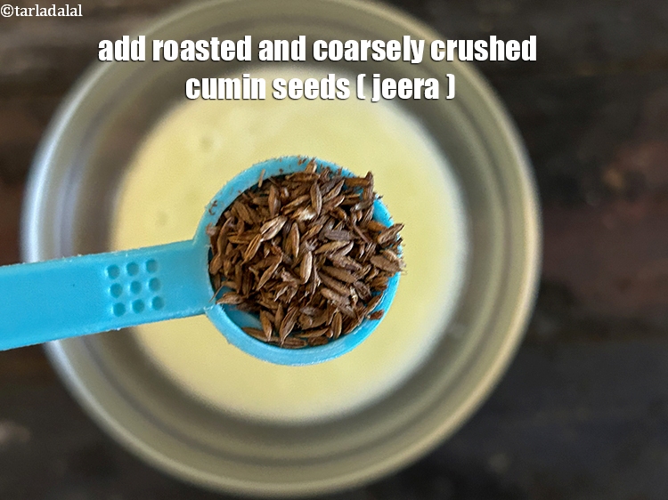 Step 6 – Add&nbsp;<meta charset="UTF-8" />1/2 tsp&nbsp;<a href="glossary-roasted-and-crushed-cumin-seeds-2206i">roasted coarsely crushed cumin seeds (jeera)</a>.