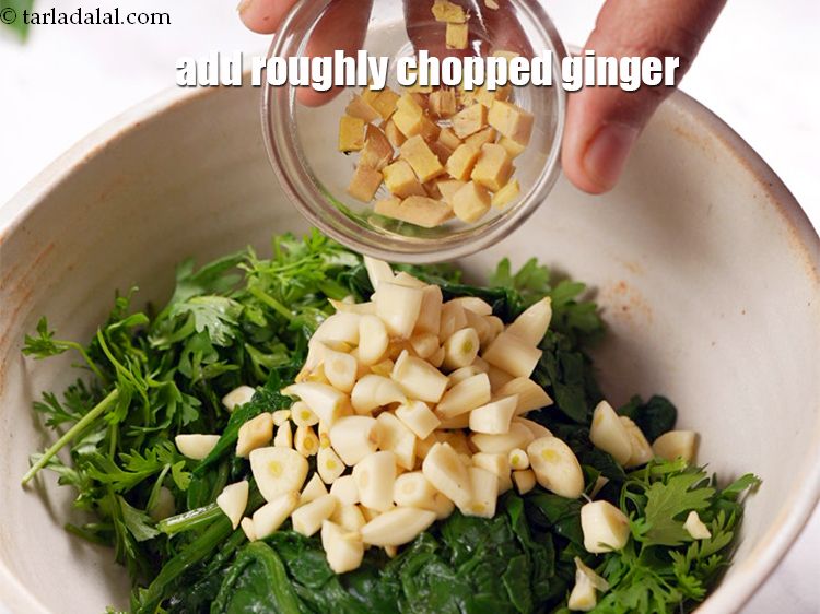 Step 6 – Add 1 tsp roughly <a href="https://www.tarladalal.com/glossary-chopped-ginger-786i">chopped ginger (adrak)</a>.