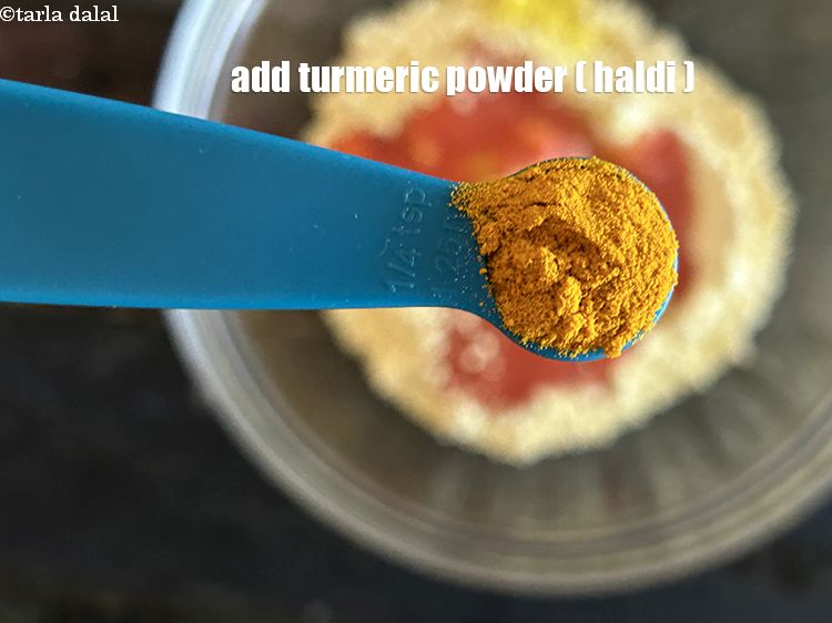 Step 12 – Add&nbsp;<meta charset="UTF-8" />1/4 tsp&nbsp;<a href="glossary-turmeric-powder-haldi-645i">turmeric powder (haldi)</a>.