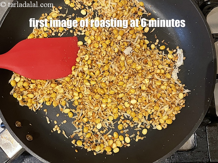Step 6 – Dry roast on a slow flame till they release a pleasant aroma, while stirring continuously …