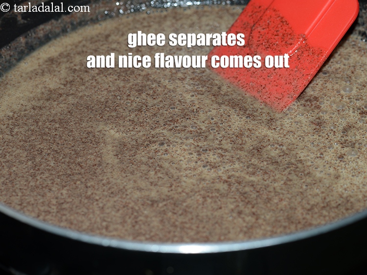 Step 7 – When the ghee separates and a nice flavour comes, your ragi is cooked.