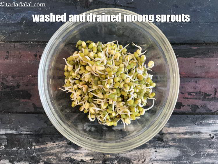 Step 7 – Washed and drained moong sprouts.