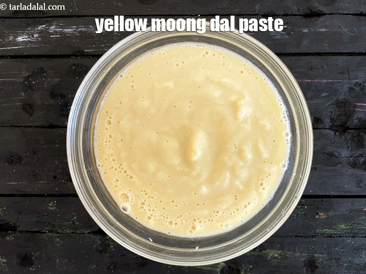 Step 13 – Keep aside yellow moong dal paste.