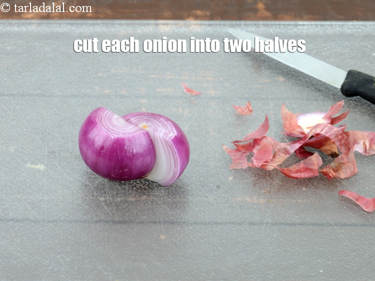 Step 7 – Cut each onion into two halves.