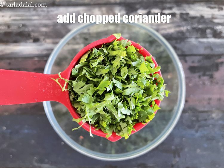 Step 8 – Add&nbsp;<meta charset="UTF-8" />1/4 cup&nbsp;<a href="glossary-chopped-coriander-783i">chopped coriander (dhania)</a>.