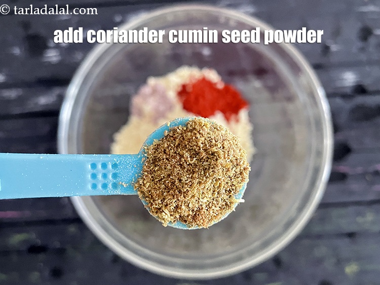 Step 7 – Add&nbsp;<meta charset="UTF-8" />1/2 tsp&nbsp;<a href="glossary-coriander-cumin-seeds-powder-dhania-jeera-powder-375i">coriander-cumin seeds (dhania-jeera) powder</a>.
