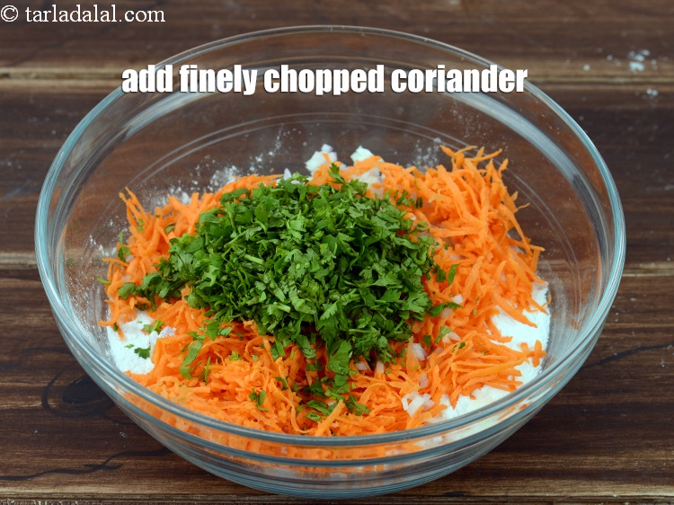 Step 6 – Add 1/4 cup finely <a href="https://www.tarladalal.com/glossary-chopped-coriander-783i">chopped coriander (dhania)</a>.