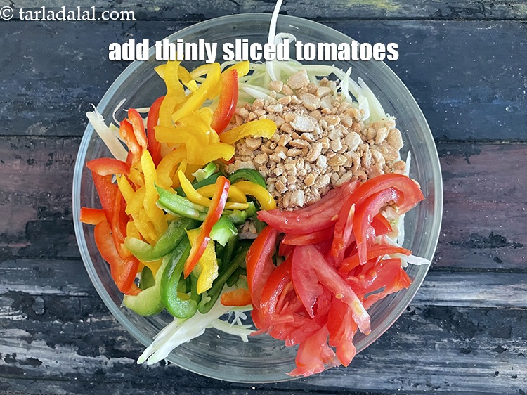 Step 18 – Add&nbsp;<meta charset="UTF-8" />1/2 cup&nbsp;thinly&nbsp;<a href="glossary-sliced-tomatoes-746i">sliced tomatoes</a>.