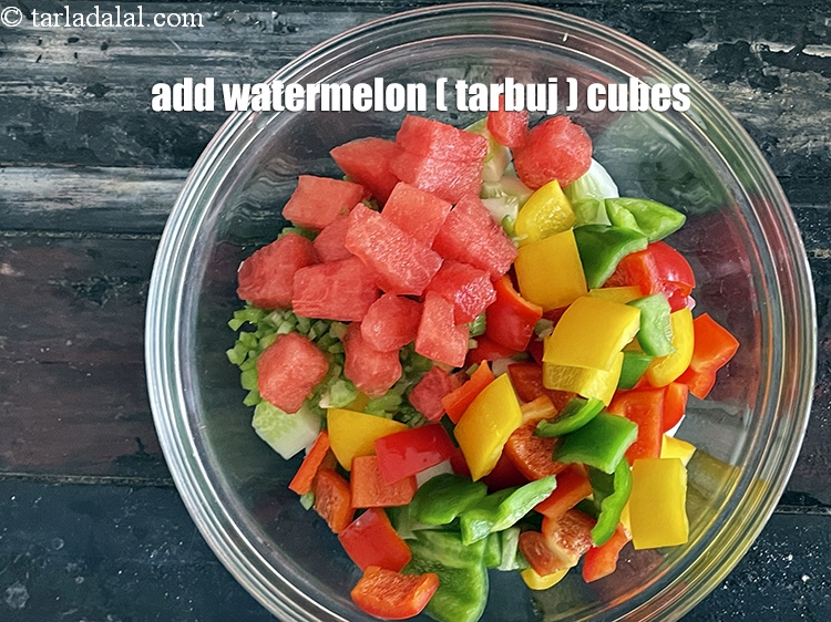 Step 7 – Add&nbsp;<meta charset="UTF-8" />1/2 cup&nbsp;<a href="glossary-watermelon-cubes-36i">watermelon (tarbuj) cubes</a>.