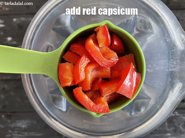 Step 7 – Add&nbsp;<meta charset="UTF-8" />1/2 cup&nbsp;roughly&nbsp;<a href="glossary-chopped-red-capsicum-2299i">chopped red capsicum</a>.