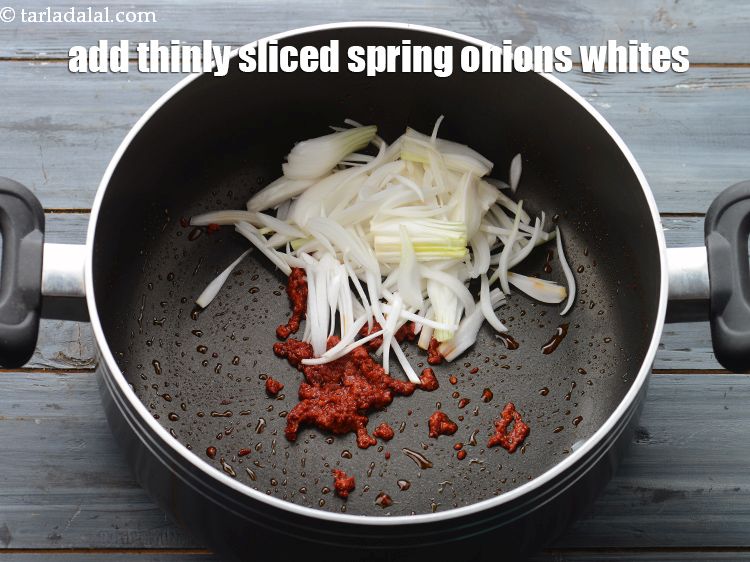 Step 13 – Add 1/2 cup&nbsp;thinly&nbsp;<a href="https://www.tarladalal.com/glossary-sliced-spring-onion-whites-818i">sliced spring onions whites</a>.&nbsp;The sulfur compounds in spring onions are known to …