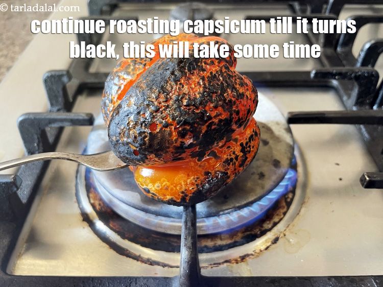 Step 10 – Roast them over an open flame till they turn black. This will take time to …